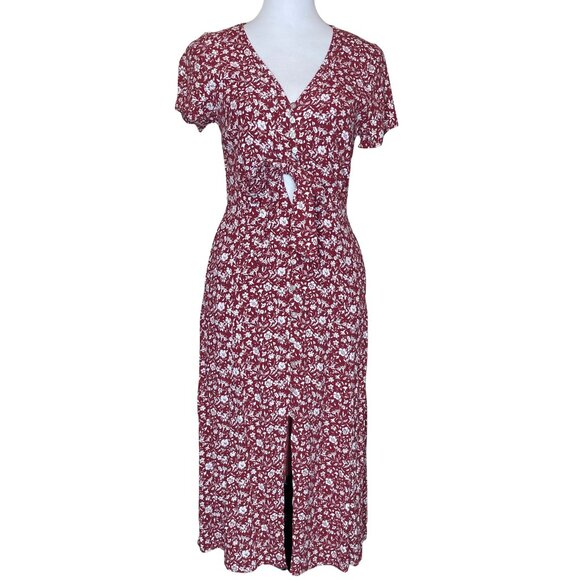 Abercrombie & Fitch Dresses & Skirts - Abercrombie & Fitch Floral Orange Button Up Tie Waist Midi Dress Sz XST Coquette